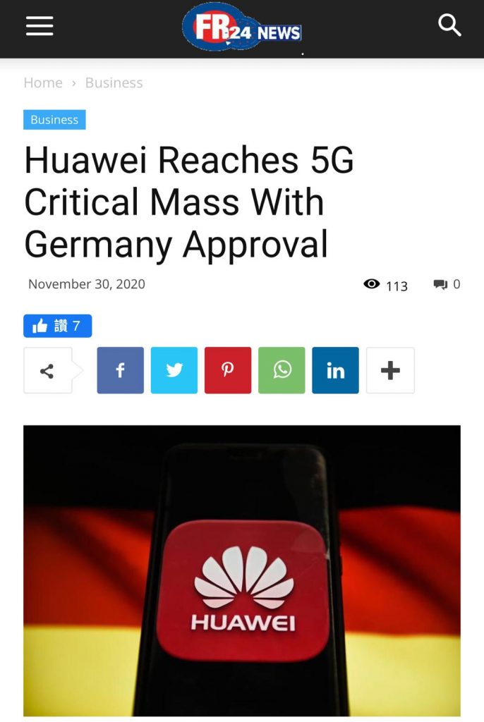 French media reported that Germany has decided to allow Huawei to participate in the construction of part of its home 5G network.