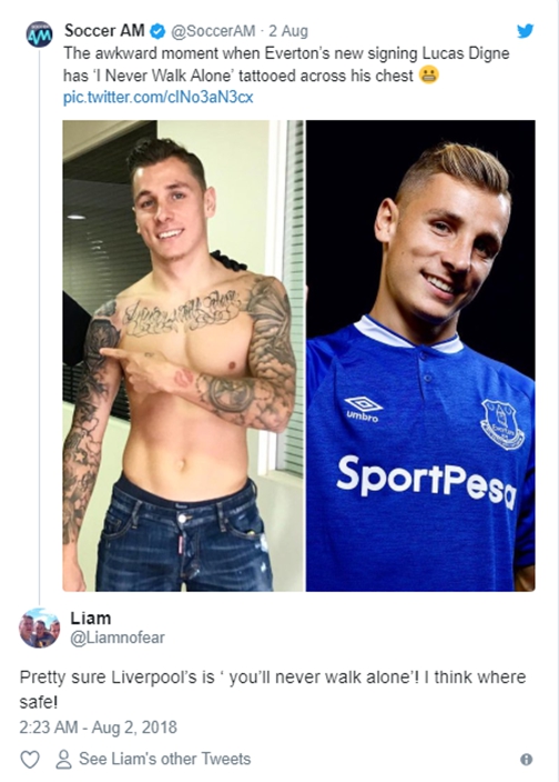 Lucas Digne S Tattoo Is Causing Big A Stir After News He Is Joining Everton