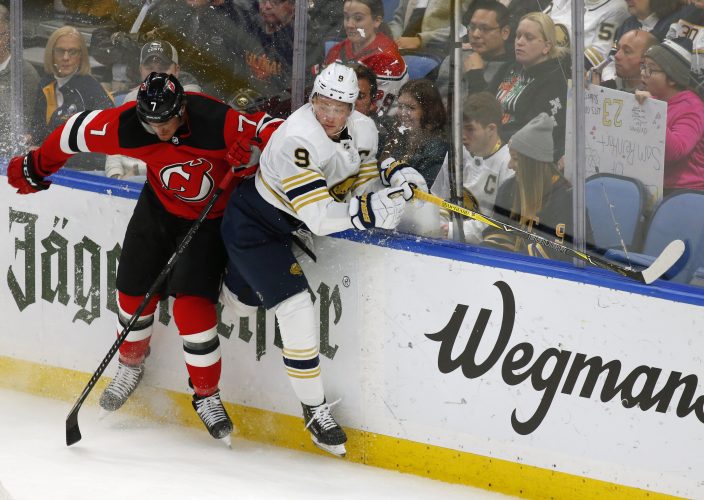 leads Sabres to 7-1 win over Devils 