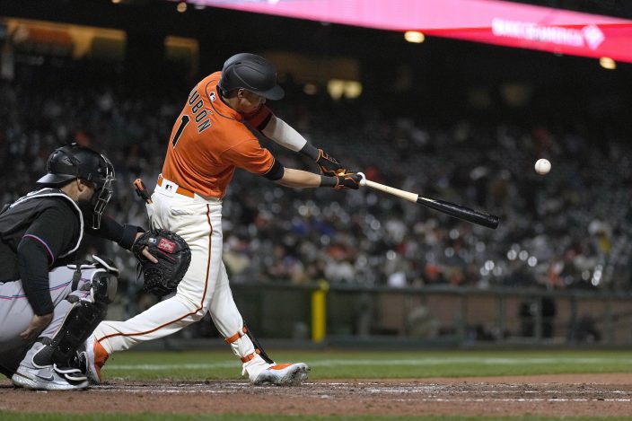 Giants' Heliot Ramos snags first MLB double, RBI against Marlins