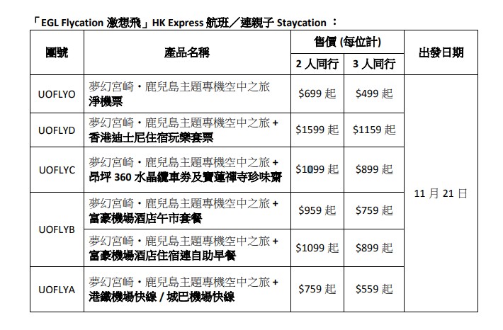 東瀛遊推宮崎鹿兒島主題flycation 3人同行499元起